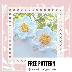 6-petal flower hair clip crochet pattern