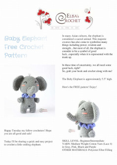 baby elephant free crochet pattern