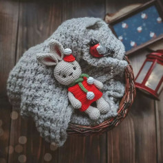 Бесплатное описание Зайка в новогоднем костюме 🐰🎄