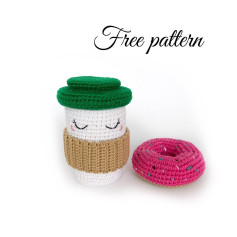 Crochet cup with lid and donut pattern