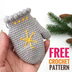 Crochet pattern for mini gloves to decorate the Christmas tree