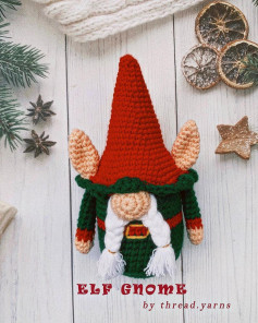 Crochet pattern gnome with red hat
