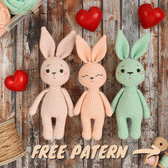 free crochet pattern orange and blue rabbit