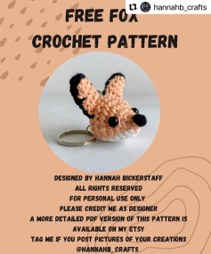 free fox crochet pattern keychain