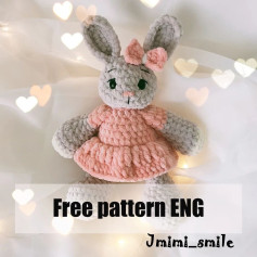 free pattern Crochet pattern for a rabbit wearing a pink dress