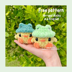 free pattern no sew ducky in a frog hat