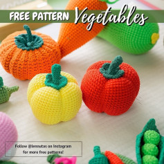 free pattern vegetables, Crochet patterns for bell peppers, hot peppers, pumpkins,