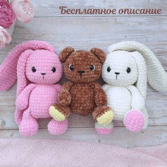 Описание мишки🐻 и зайки🐰 крючком