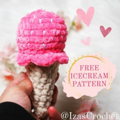 Pink ice cream cone crochet pattern.