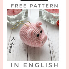 Pink pig keychain crochet pattern