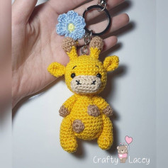 Yellow giraffe keychain crochet pattern