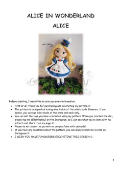 alice in wonderland alice girl doll crochet pattern