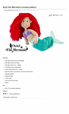 ariel the mermaid crochet pattern