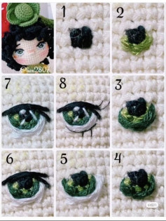 Collection of crochet patterns for eyes