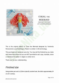 Coral The mermaid Crochet pattern