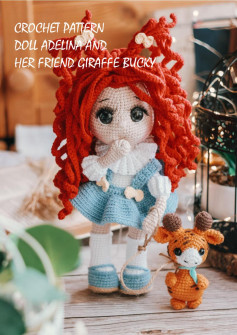 CROCHET PATTERN DOLL ADELINA AND HER FRIEND GIRAFFE BUCKY, girl doll