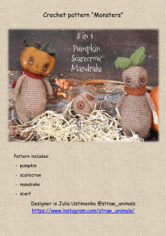 crochet pattern monsters 3 in 1 pumpkin scarecrow mandrake