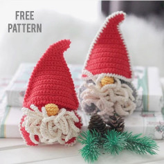 Crochet pattern of a gnome wearing a red hat