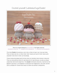 Crochet yourself 3 whimsical Suga’Dudes!