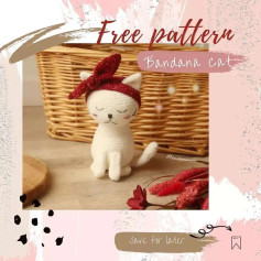 free pattern bandana cat (con mèo màu trắng buộc nơ)