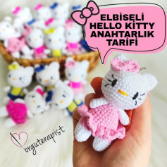 Hello kitty tığ işi pembe elbise modeli