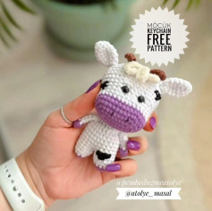 keychain free pattern white cow