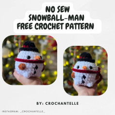 no sew snowball man free crochet pattern