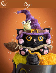 onyx cat witch wearing a hat