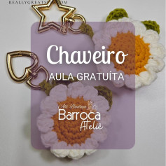 Padrão de crochê de chaveiro de flores