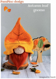 pampino design autumn leaf gnome crochet pattern