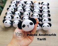 panda ayısı anahtarlık tığ işi modeli