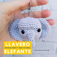 Patrón de crochet de llavero de cabeza de elefante