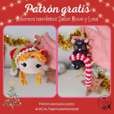 Patrón de crochet de llavero de Sailor Moon y su gato, parte 1 ✨️Patrón gratis Adornos navideños Sailor Moon 🌙