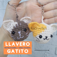 Patrón de llavero de cabeza de gato a crochet