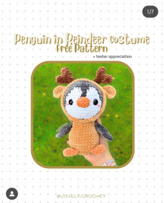 penguin in reindeer costume free pattern