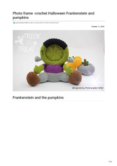 Photo frame -crochet Halloween Frankenstein and pumpkins