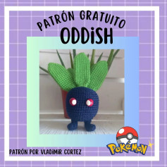 Se llegó el día de publicar el patrón de mi oddish que forma parte del ebook poke-friends organizado por @anyergurumis_ Mi pequeño oddish está super fácil de tejer 💚