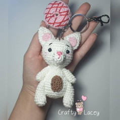 white cat keychain crochet pattern