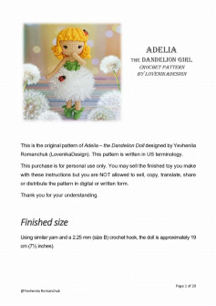 ADELIA The DANDELION Girl Crochet pattern