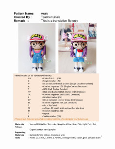 Arale doll Teacher LinYe crochet pattern