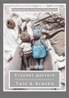 Crochet pattern for a rabbit wearing a shirt and skirt