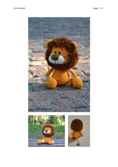 Crochet pattern of a lion with a white mouth