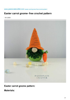 Easter carrot gnome- free crochet pattern