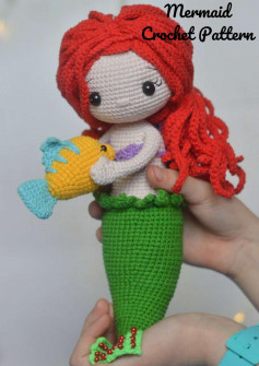 Mermaid doll with red hair Crochet Pattern