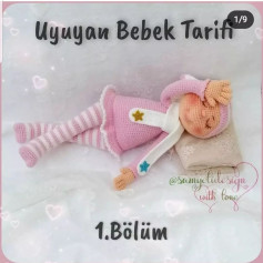 Uyuyan kız bebek için tığ işi modeli