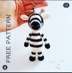 Zebra anahtarlık tığ işi modeli