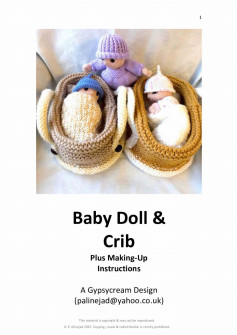 baby doll & crib, Crochet pattern for a baby sleeping in a crib