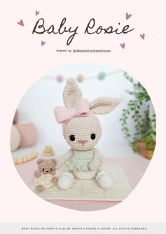 Baby Rosie Pattern, Crochet pattern for rabbit buds wearing bows