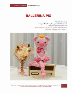 BALLERINA PIG, pink pig wearing a crown