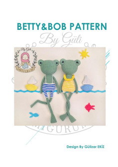 BETTY&BOB PATTERN, Frog crochet pattern for skirt and overalls